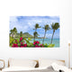 Palm Trees And Bougainvillea Foreground Wall Mural