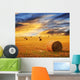 Golden sunset over farm field Wall Mural