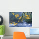 Oregon, Cascade Mountain Range, Yellow Autumn Leaves With Stream Wall Mural