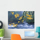 Oregon, Cascade Mountain Range, Yellow Autumn Leaves With Stream Wall Mural
