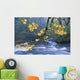 Oregon, Cascade Mountain Range, Yellow Autumn Leaves With Stream Wall Mural