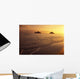 Outrigger Canoe Paddlers Off Lanikai Beach At Sunrise Wall Mural