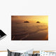Outrigger Canoe Paddlers Off Lanikai Beach At Sunrise Wall Mural