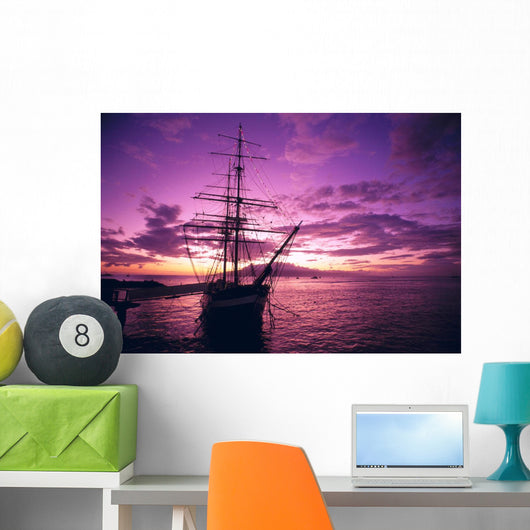 Silhouetted Pink And Yellow Sky A46A Wall Mural