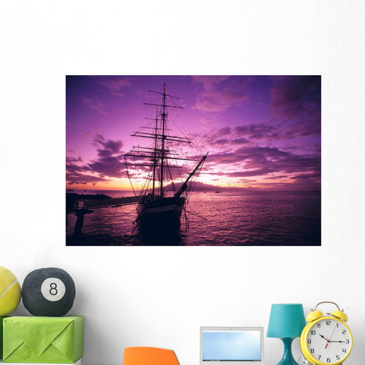 Silhouetted Pink And Yellow Sky A46A Wall Mural