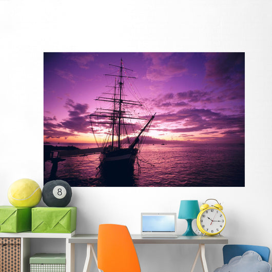 Silhouetted Pink And Yellow Sky A46A Wall Mural