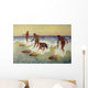C1927 Hawaii, Painting, Charles Bartlett, 4 Surfers Catching A Wave Wall Mural