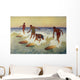 C1927 Hawaii, Painting, Charles Bartlett, 4 Surfers Catching A Wave Wall Mural