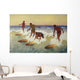 C1927 Hawaii, Painting, Charles Bartlett, 4 Surfers Catching A Wave Wall Mural