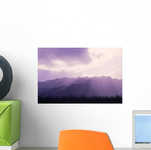 Hawaii, Oahu, Mount Kaala Waianae Mountain Range Sun Rays A43A Wall Mural