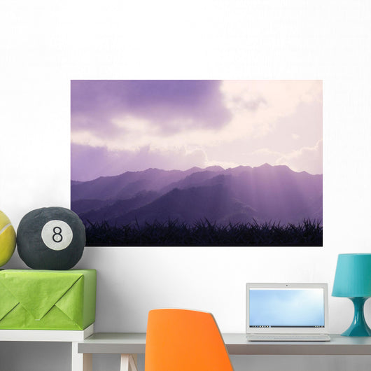 Hawaii, Oahu, Mount Kaala Waianae Mountain Range Sun Rays A43A Wall Mural