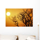 Keawe Tree Silhouette Of Bare Branches, Sunset Wall Mural