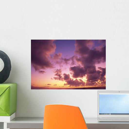 Tropical Cumulus Pink/Orange Clouds At Sunset, Over Ocean A35C Wall Mural