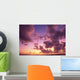 Tropical Cumulus Pink/Orange Clouds At Sunset, Over Ocean A35C Wall Mural