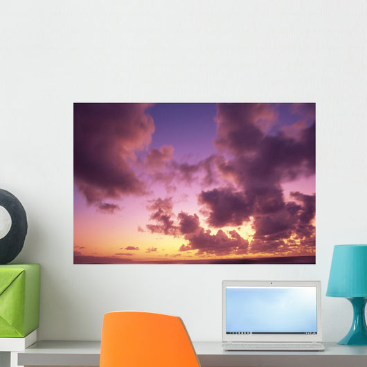 Tropical Cumulus Pink/Orange Clouds At Sunset, Over Ocean A35C Wall Mural