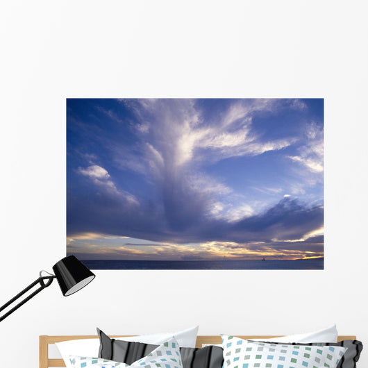 Blue-Lavender Cloud Formations Over Ocean A35H Wall Mural