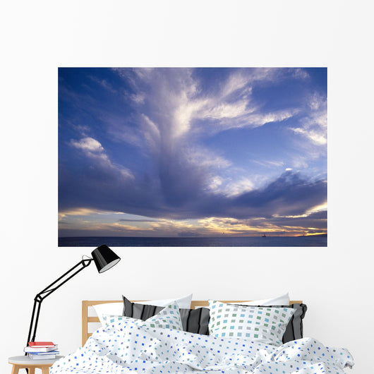 Blue-Lavender Cloud Formations Over Ocean A35H Wall Mural