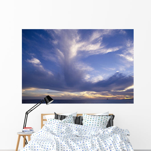 Blue-Lavender Cloud Formations Over Ocean A35H Wall Mural