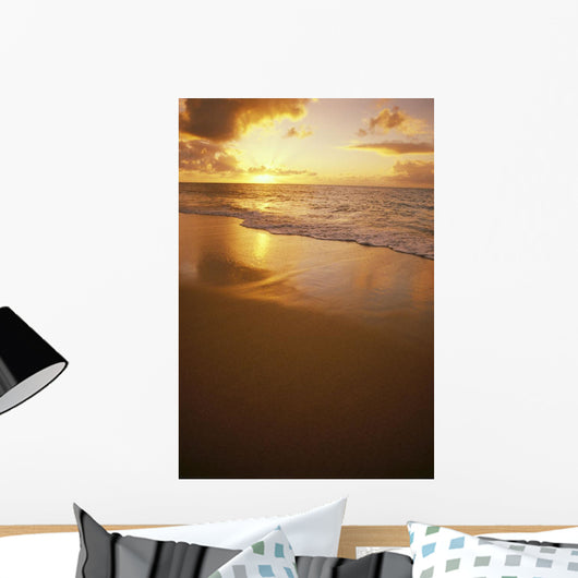 Hawaiian Sunset At Beach, Pastel Colors Wall Mural