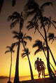 Silhouette Of Romantic Couple In Park At Sunset Wall Mural