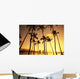 View Of Couple In Park By Beach Palm Trees, Golden Sunset Wall Mural