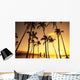 View Of Couple In Park By Beach Palm Trees, Golden Sunset Wall Mural