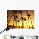 View Of Couple In Park By Beach Palm Trees, Golden Sunset Wall Mural