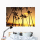 View Of Couple In Park By Beach Palm Trees, Golden Sunset Wall Mural