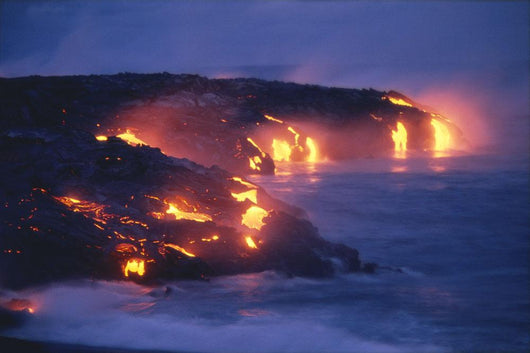 Lava Flow Action Into Ocean Twilight A27D Wall Mural