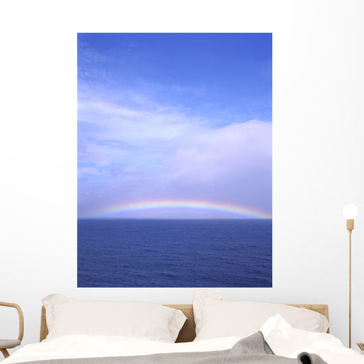 Hawaii, Full Rainbow Over Ocean, Blue Sky, Clouds A21C Wall Mural