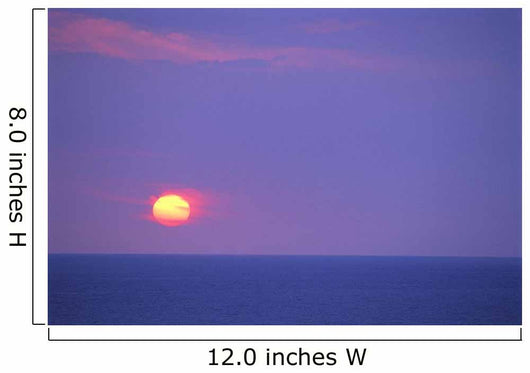 Sunset Over Calm Ocean, Sun Ball In Purple Sky, Vog Horizon A29G Wall Mural