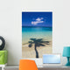 Shadow Of Palm Tree Onto Calm Beach Reef In Distance Wall Mural