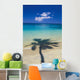 Shadow Of Palm Tree Onto Calm Beach Reef In Distance Wall Mural