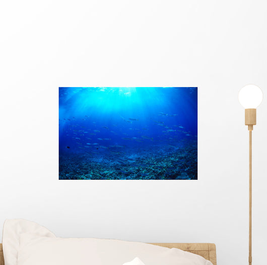 Hawaii, Mackerel Scad, Opelu School In Blue Ocean A84B Wall Mural