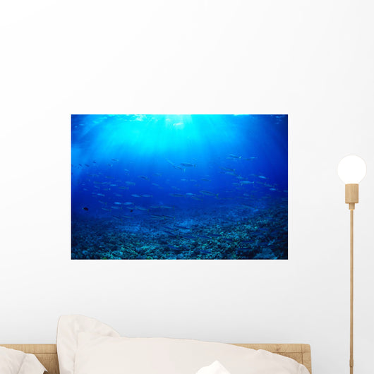 Hawaii, Mackerel Scad, Opelu School In Blue Ocean A84B Wall Mural