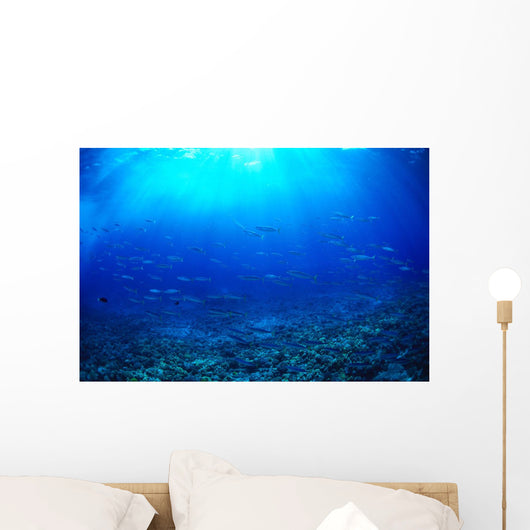 Hawaii, Mackerel Scad, Opelu School In Blue Ocean A84B Wall Mural