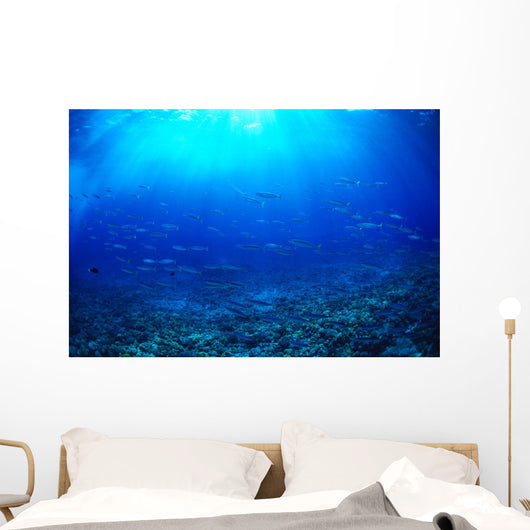 Hawaii, Mackerel Scad, Opelu School In Blue Ocean A84B Wall Mural