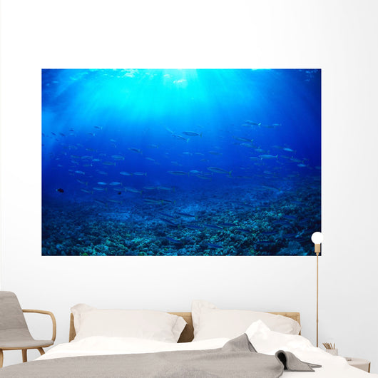 Hawaii, Mackerel Scad, Opelu School In Blue Ocean A84B Wall Mural