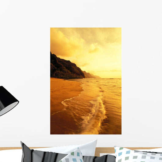 With Foamy Surf And Cliff In Background Wall Mural