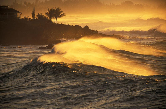 Hawaii, Oahu, North Shore, Sunset View Of Coastline Wall Mural