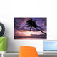 Purple Sunset With Lanai In Distance And Palm Silhouette Wall Mural
