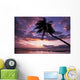 Purple Sunset With Lanai In Distance And Palm Silhouette Wall Mural