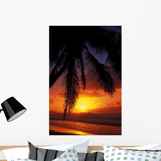 Hawaii, View Of Sunset From The Beach Wall Mural