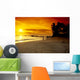 Hawaii, Maui, Makena Beach, Couple Walk Along Beach At Sunset, Above Wall Mural