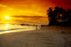 Hawaii, Maui, Makena Beach, Couple Walk Along Beach At Sunset, Above Wall Mural