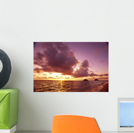 Hawaii, Oahu, Windward Coast, Mokulua Islands At Sunrise B1543 Wall Mural