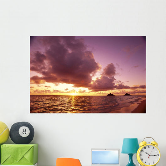 Hawaii, Oahu, Windward Coast, Mokulua Islands At Sunrise B1543 Wall Mural