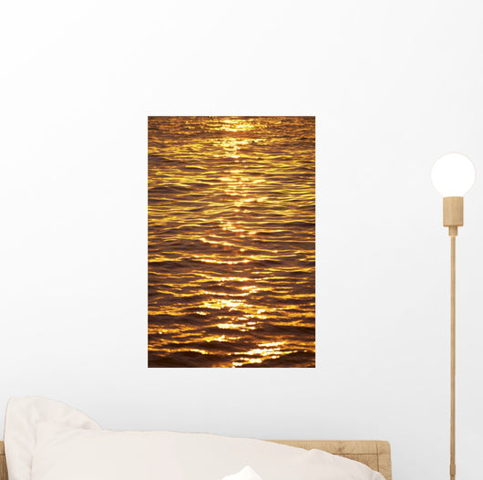 Ocean Texture Ripples At Sunset, Golden Yellow Waters B1447 Wall Mural