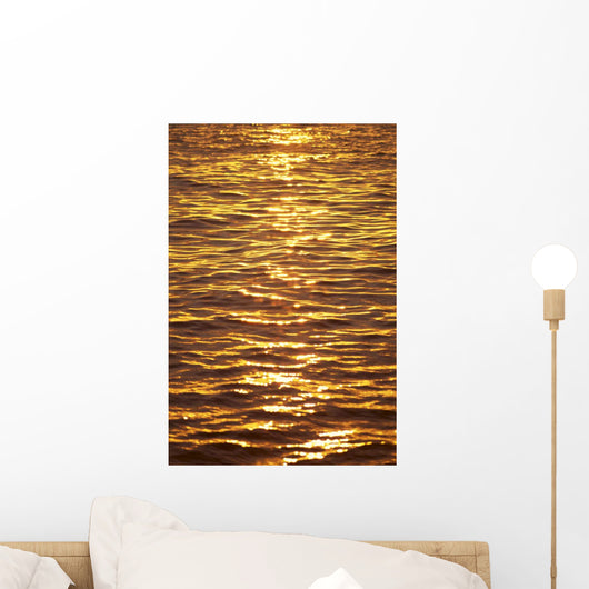 Ocean Texture Ripples At Sunset, Golden Yellow Waters B1447 Wall Mural