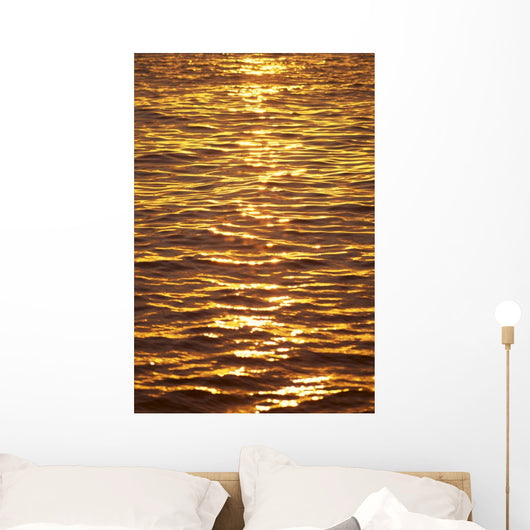 Ocean Texture Ripples At Sunset, Golden Yellow Waters B1447 Wall Mural